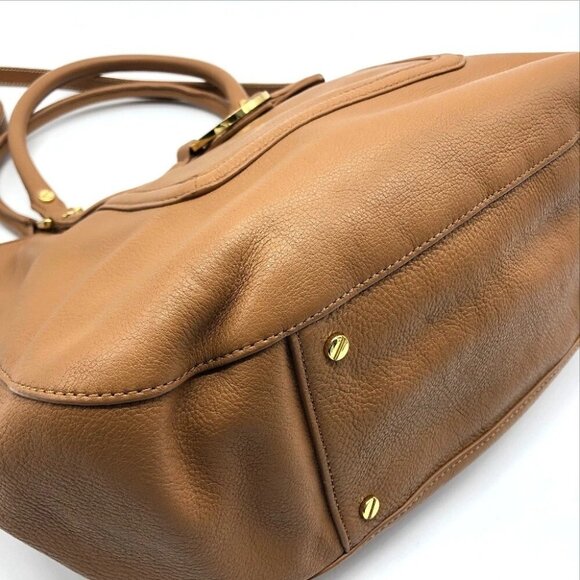TORY BURCH Amanda Hand Bag Shoulder Bag Tote Bag Leather Camel Brown - Picture 5 of 13